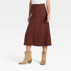 Open Box - Universal Thread - Women's Faux Suede Midi A-Line Skirt -  Brown